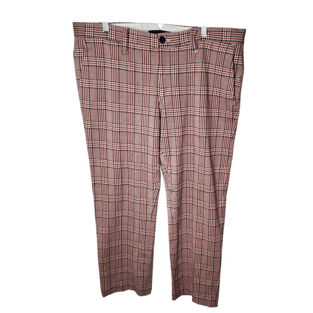 Love Moschino Straight Leg Red Plaid Slacks, Size 16 (52), EUC